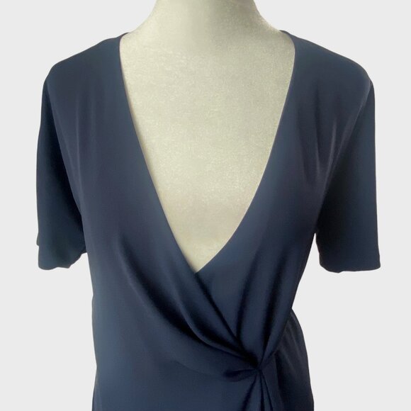 BABATON Aritzia Women Wrap Dress Above Knee Short Sleeves Sz XXS Blue 90-7 - Picture 4 of 10